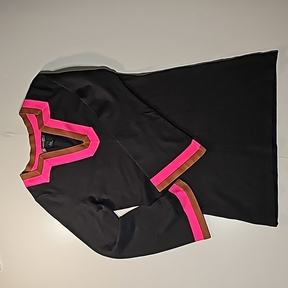 INC Black Sweater Pink VNeck and Cuffs